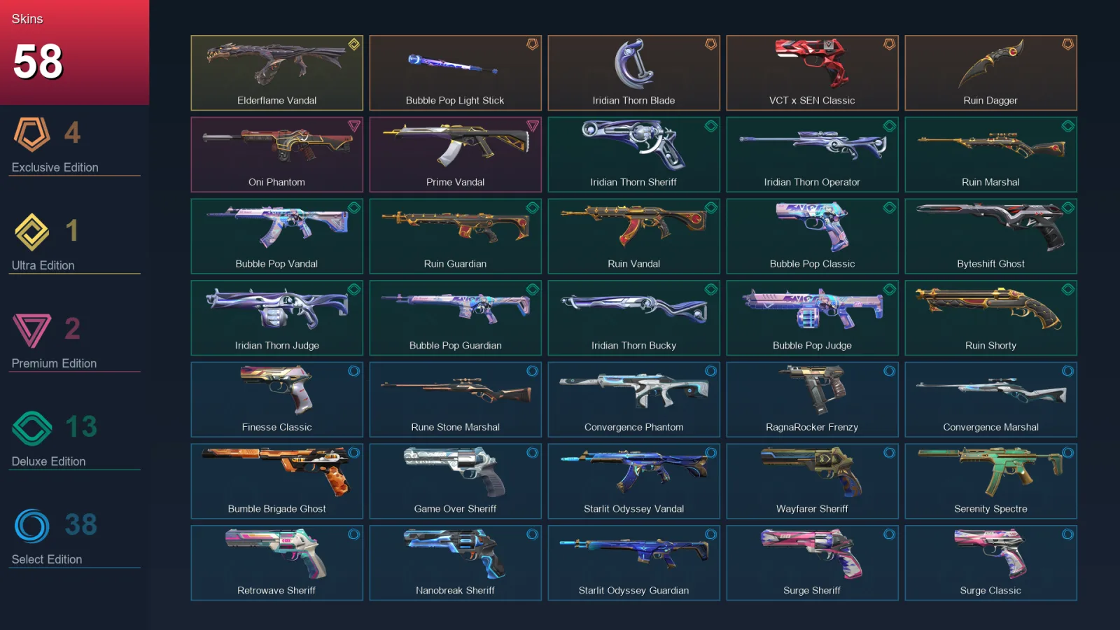 AP | Lv273 | Unranked | 58 Skin | 27 Agent | 127 Buddy