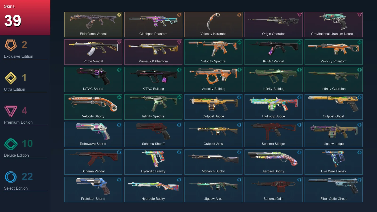 EU | Lv141 | Unranked | 39 Skin | 27 Agent | 88 Buddy