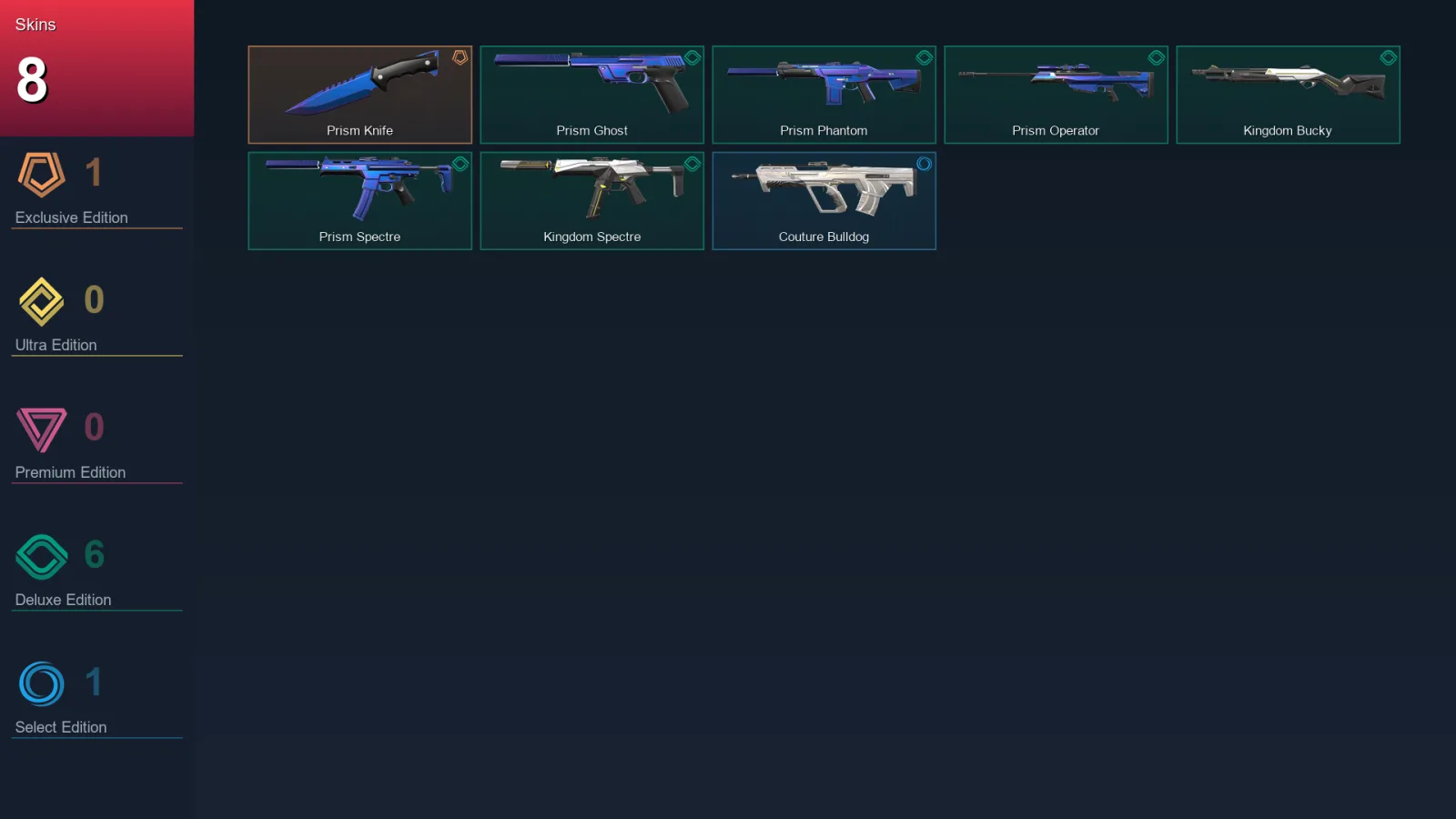 NA | Lv8 | Unranked | 8 Skin | 7 Agent | 8 Buddy