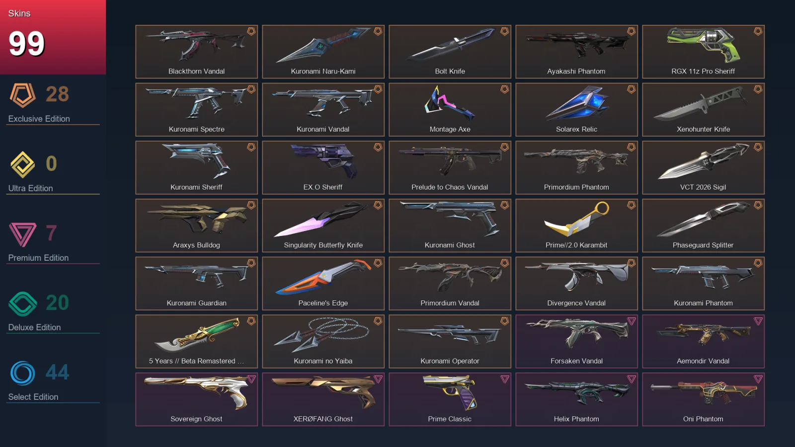 EU | Lv80 | Unranked | 99 Skin | 23 Agent | 62 Buddy