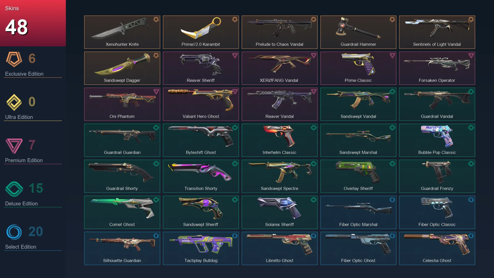 EU | Lv318 | Unranked | 48 Skin | 27 Agent | 94 Buddy