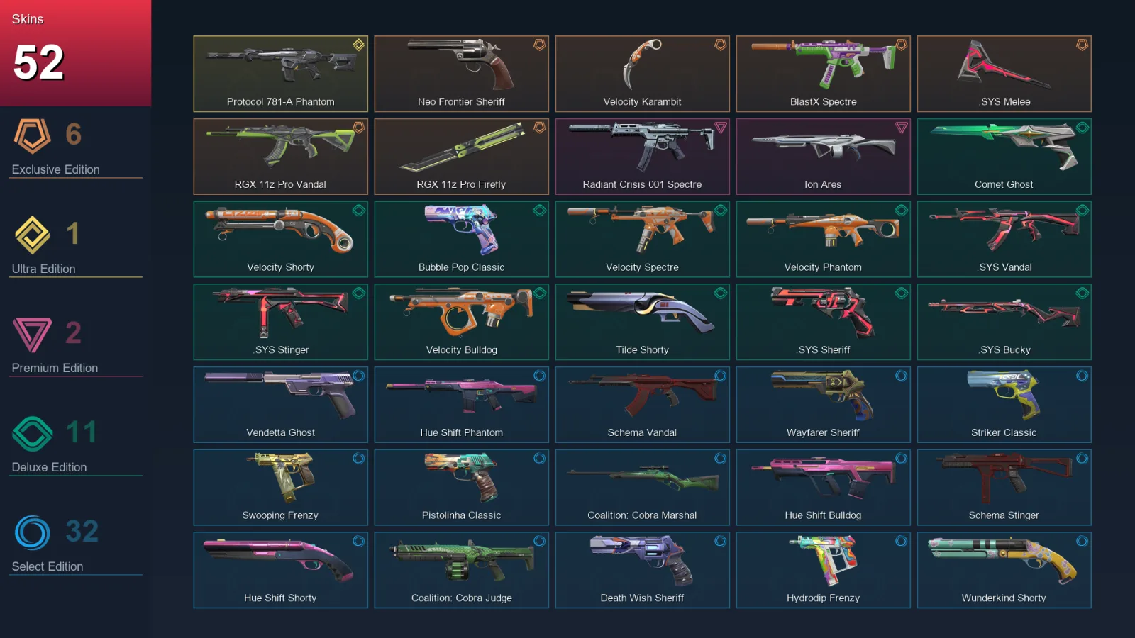 AP | Lv242 | Unranked | 52 Skin | 26 Agent | 104 Buddy