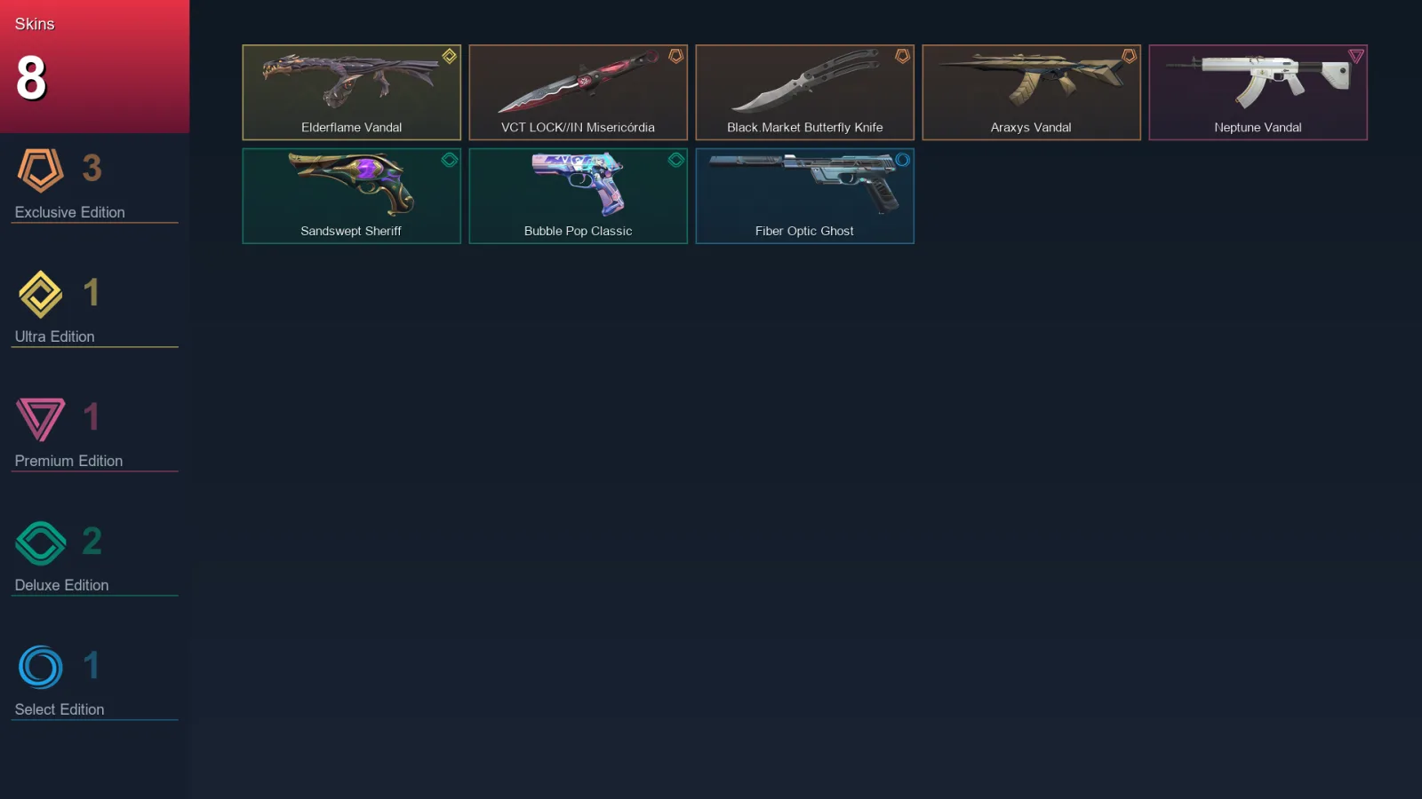 EU | Lv99 | Unranked | 8 Skin | 25 Agent | 36 Buddy
