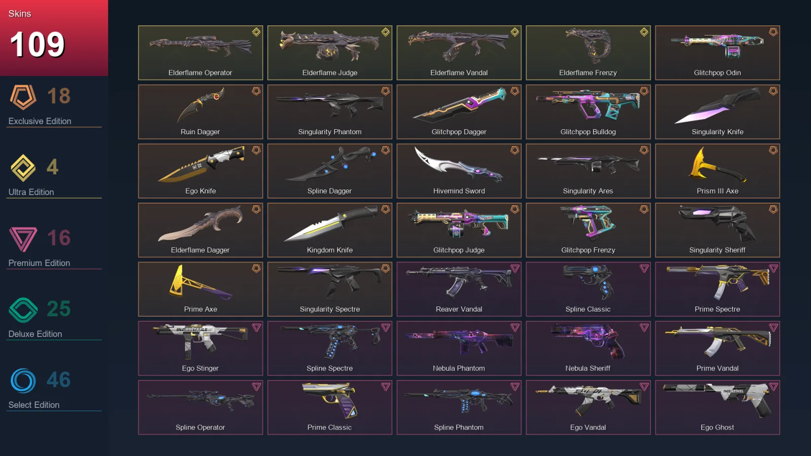 EU | Lv128 | Unranked | 109 Skin | 15 Agent | 78 Buddy — Valorant account