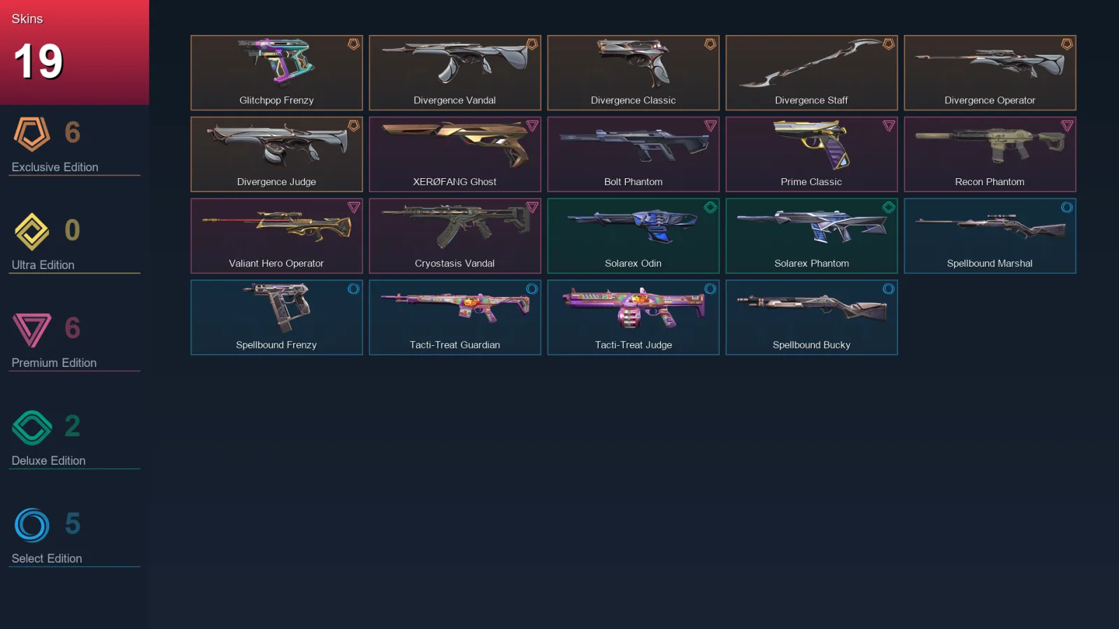 AP | Lv15 | Unranked | 19 Skin | 8 Agent | 9 Buddy — Recon Phantom