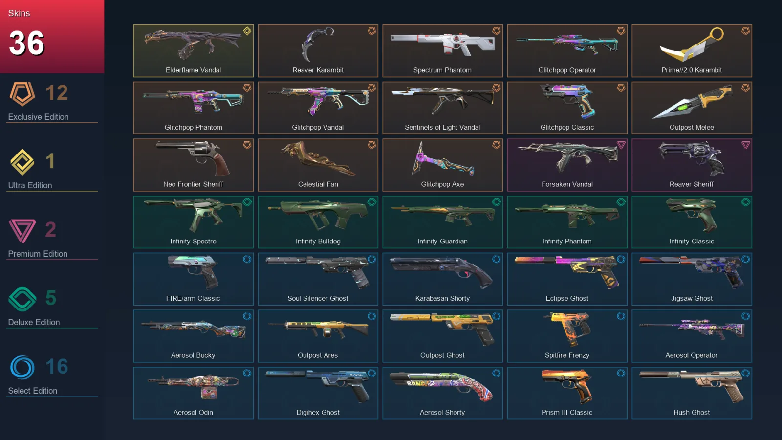 EU | Lv159 | Unranked | 36 Skin | 24 Agent | 79 Buddy