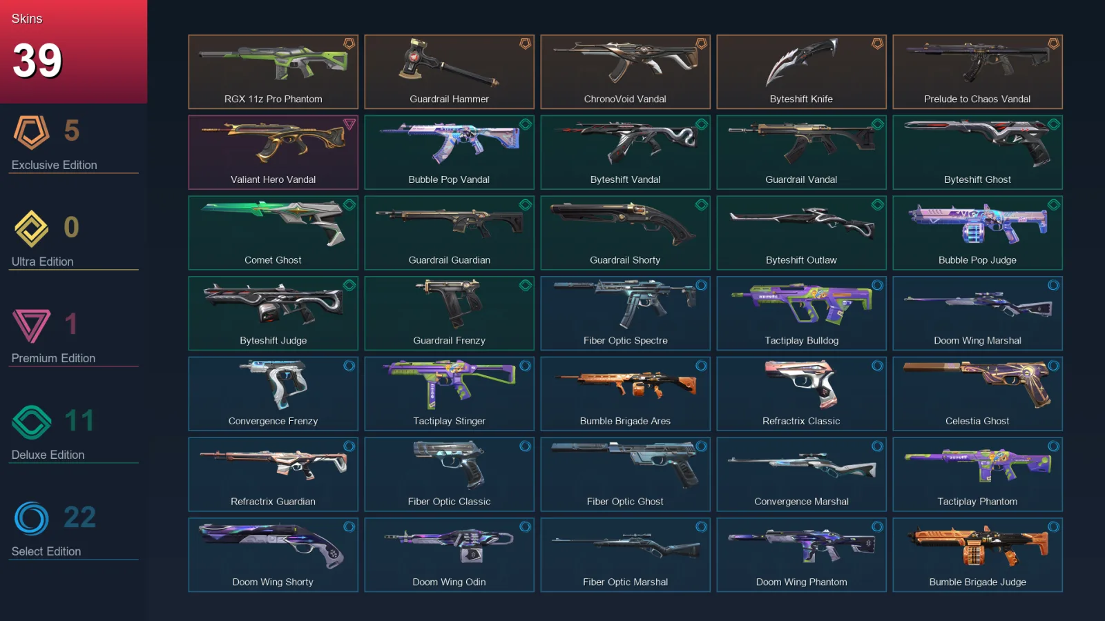 EU | Lv105 | Unranked | 39 Skin | 28 Agent | 59 Buddy — Valorant account