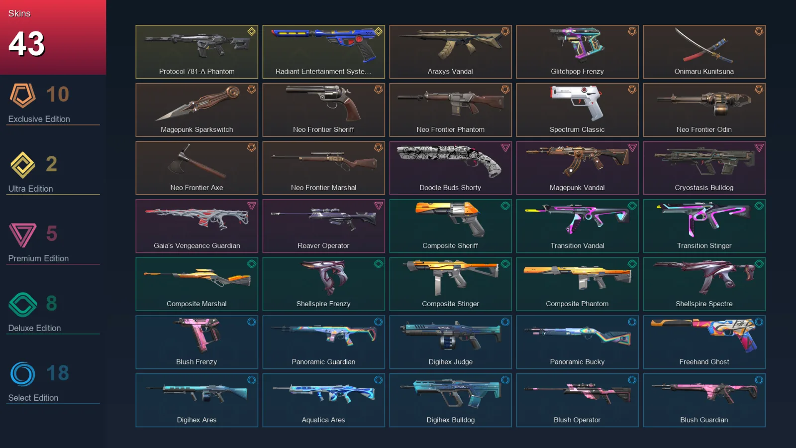 AP | Lv89 | Unranked | 43 Skin | 25 Agent | 55 Buddy
