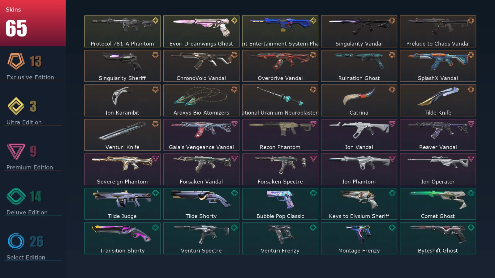 [Valorant] | EU | Level 325 | Ascendant 1 | 29 Agents | 65 Skins
