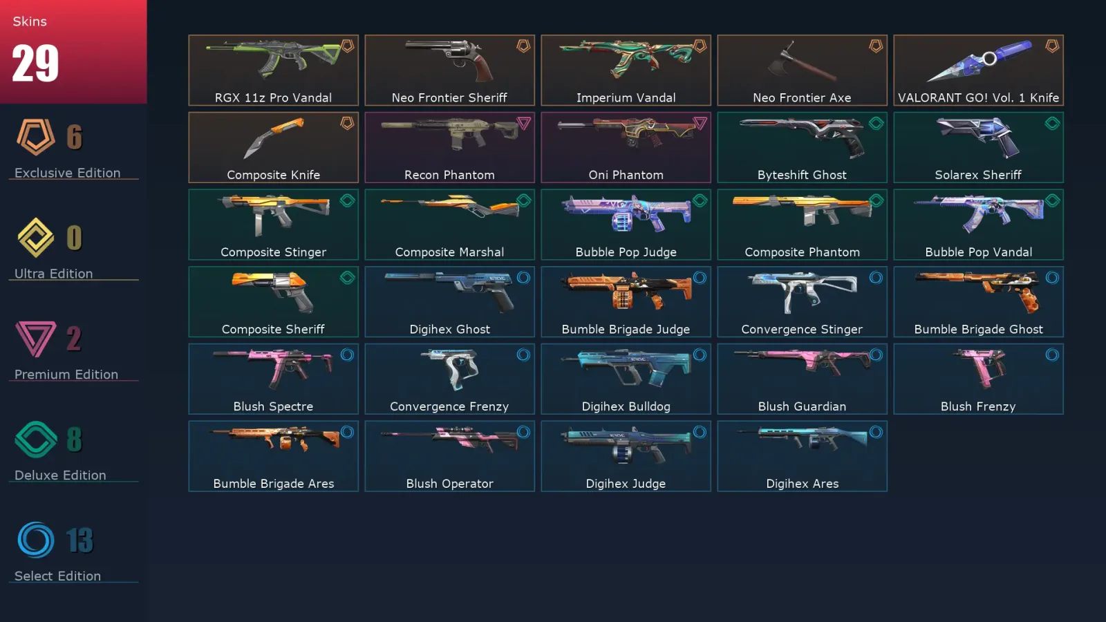[Valorant] | EU | Level 102 | 28 Agents | 29 Skins