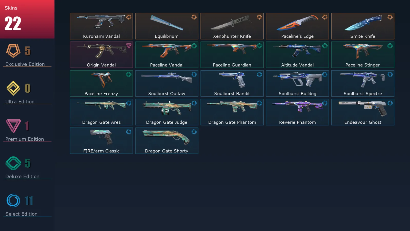 [Valorant] | EU | Level 113 | Diamond 2 | 24 Agents | 22 Skins
