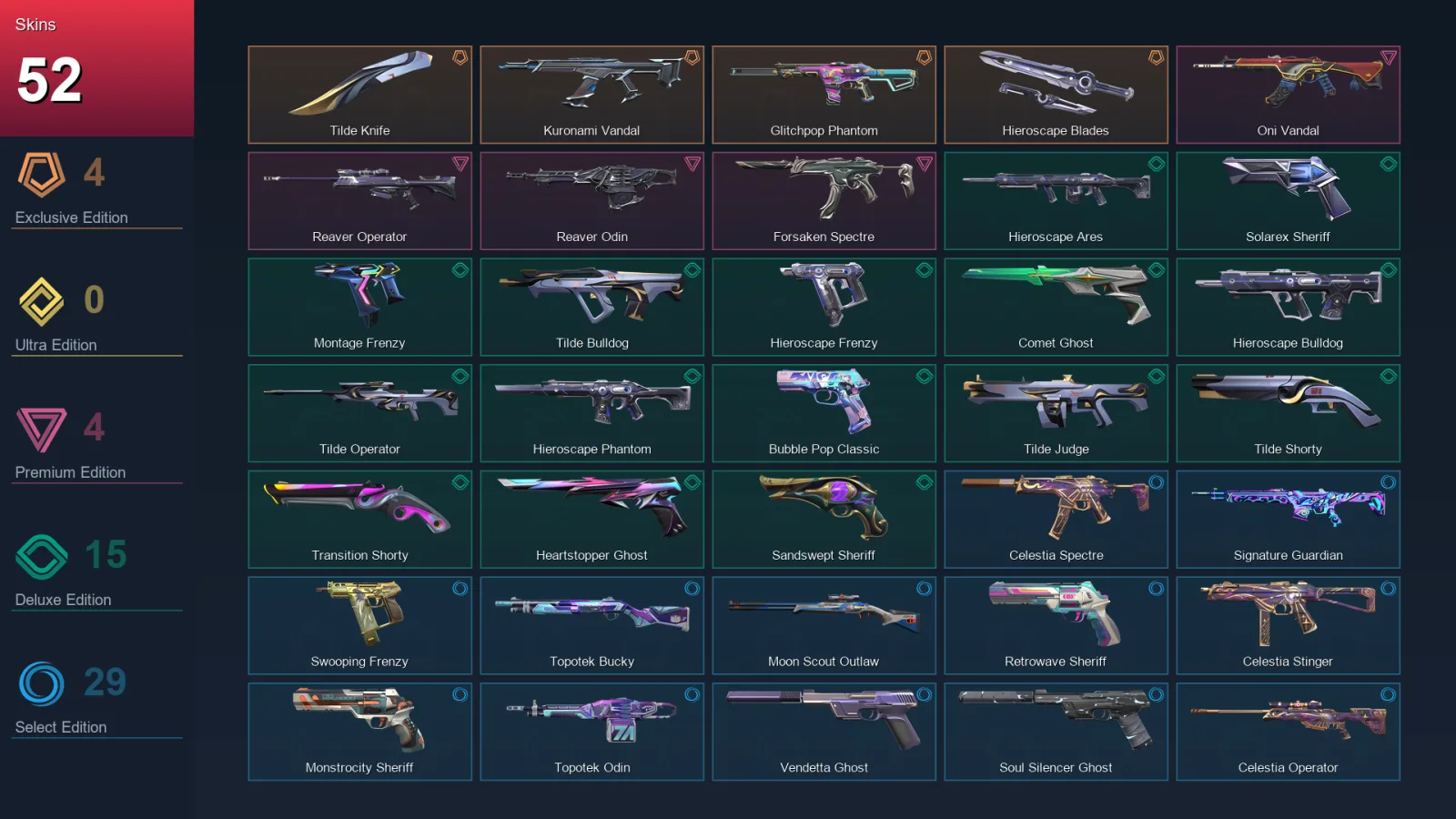EU | Lv294 | Unranked | 52 Skin | 29 Agent | 117 Buddy — Valorant account