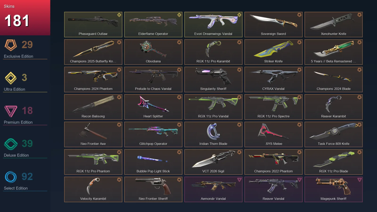 EU | Lv238 | Unranked | 181 Skin | 28 Agent | 167 Buddy — Valorant account