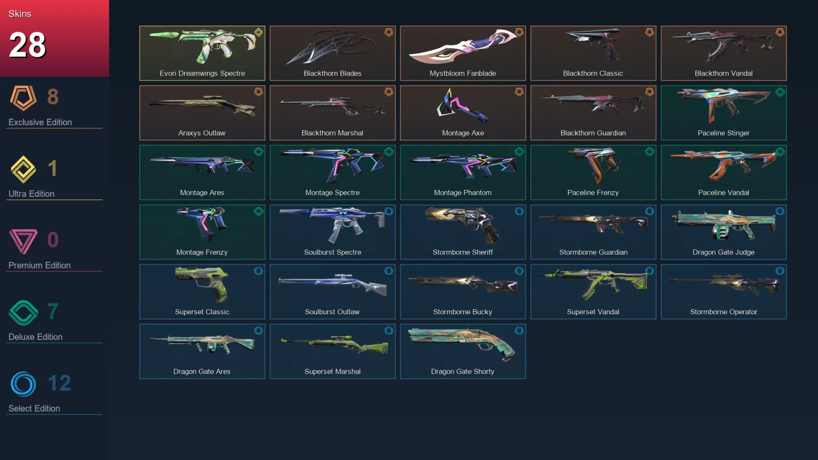 AP | Lv38 | Unranked | 28 Skin | 18 Agent | 30 Buddy
