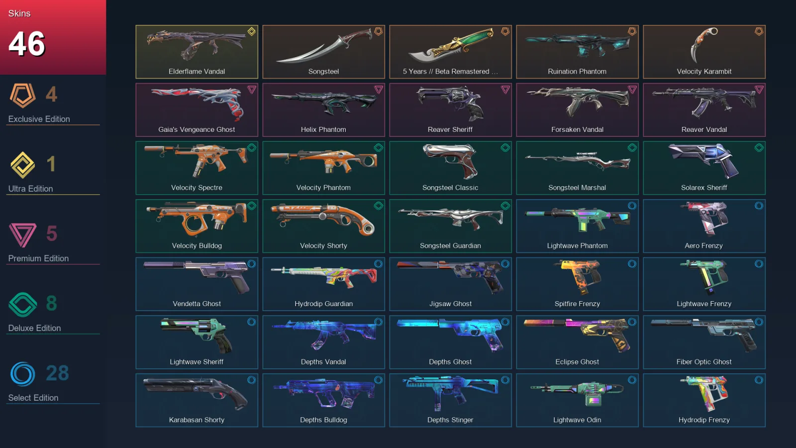 AP | Lv247 | Unranked | 46 Skin | 27 Agent | 93 Buddy — Valorant account