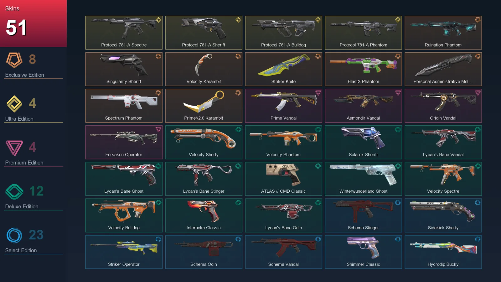 AP | Lv200 | Unranked | 51 Skin | 27 Agent | 94 Buddy