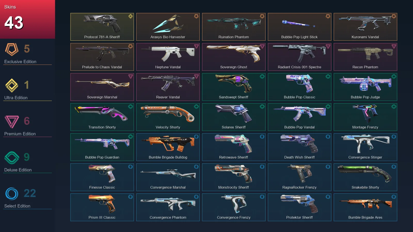 AP | Lv298 | Unranked | 43 Skin | 28 Agent | 146 Buddy — Valorant account