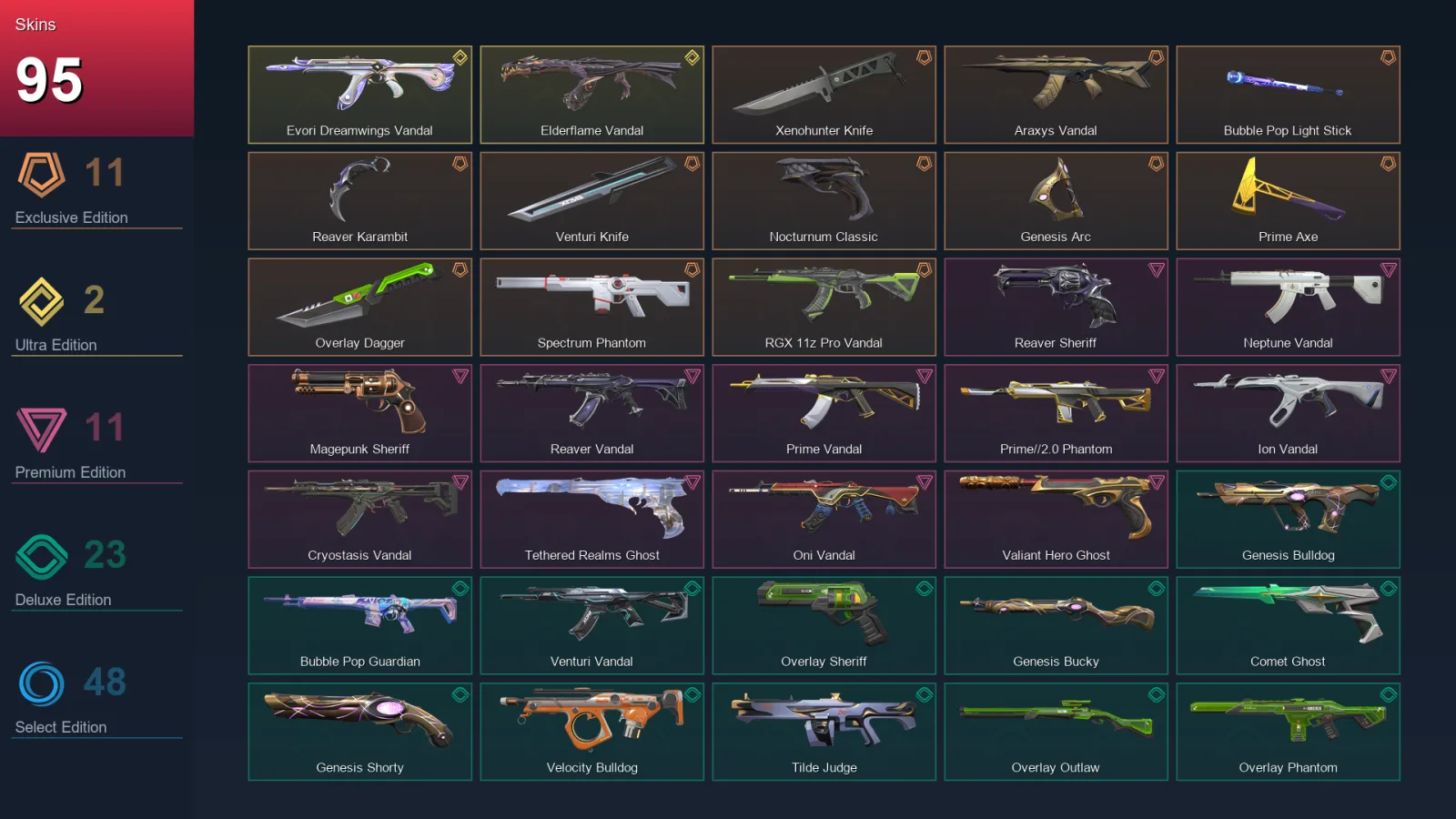 NA | Lv158 | Unranked | 95 Skin | 26 Agent | 109 Buddy