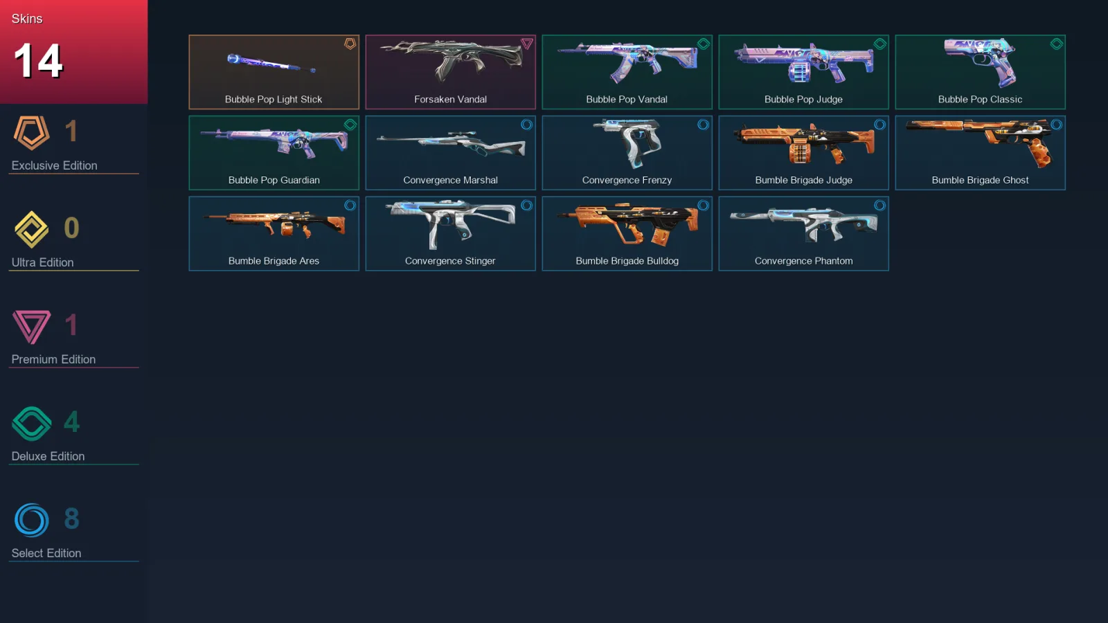 EU | Lv26 | Unranked | 14 Skin | 10 Agent | 12 Buddy