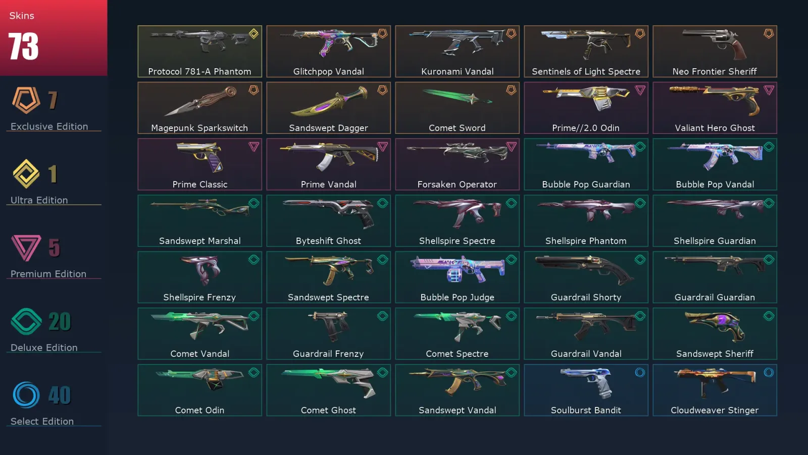 [Valorant] | EU | Level 132 | Diamond 2 | 29 Agents | 73 Skins — Valorant account