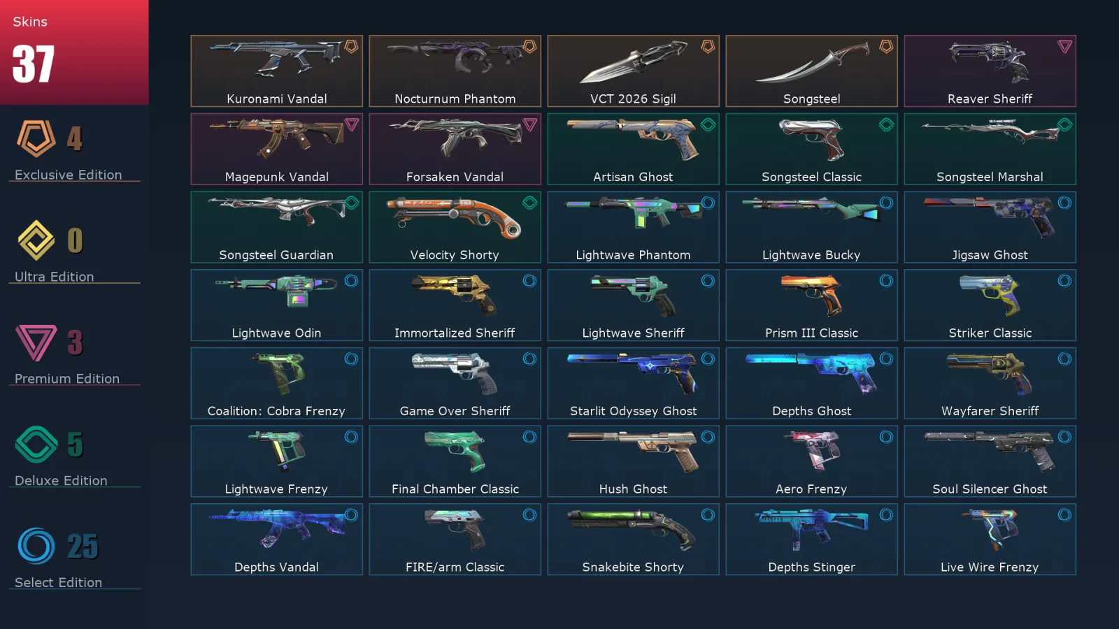 [Valorant] | EU | Level 297 | 28 Agents | 37 Skins