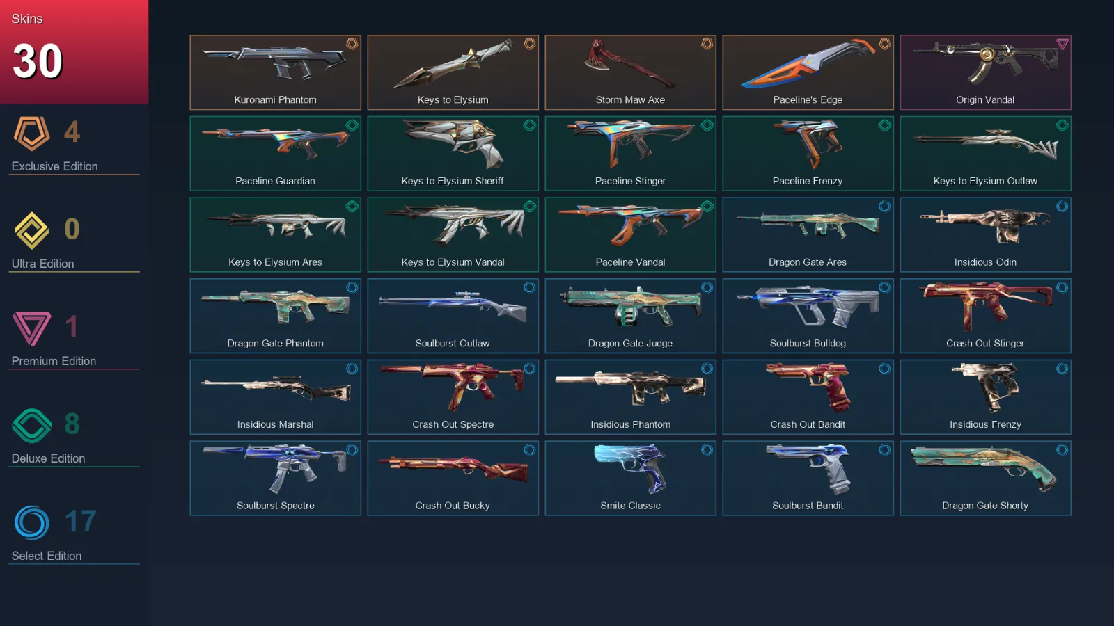 EU | Lv39 | Unranked | 30 Skin | 13 Agent | 23 Buddy
