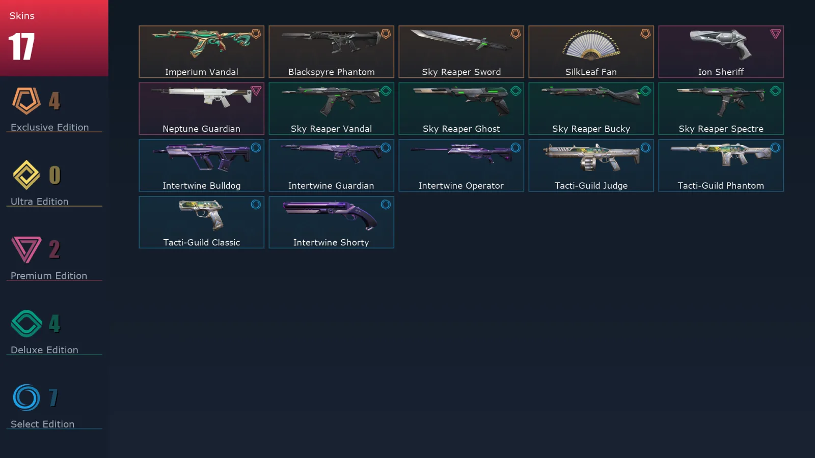 [Valorant] | EU | Level 1 | Immortal 1 | 13 Agents | 18 Skins