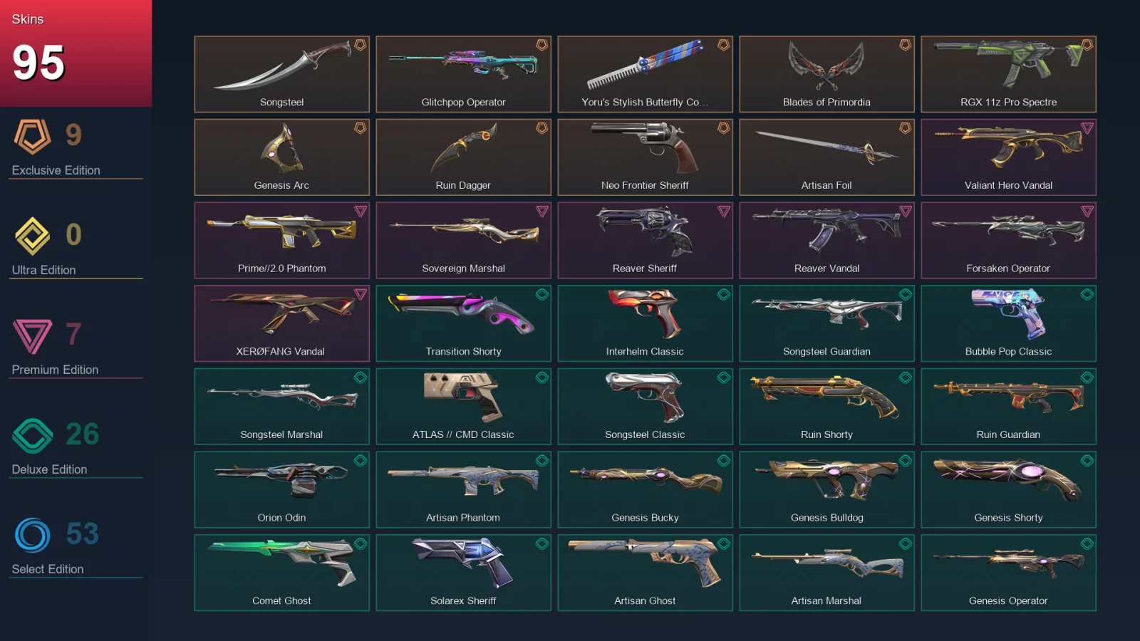 AP | Lv440 | Unranked | 95 Skin | 28 Agent | 168 Buddy