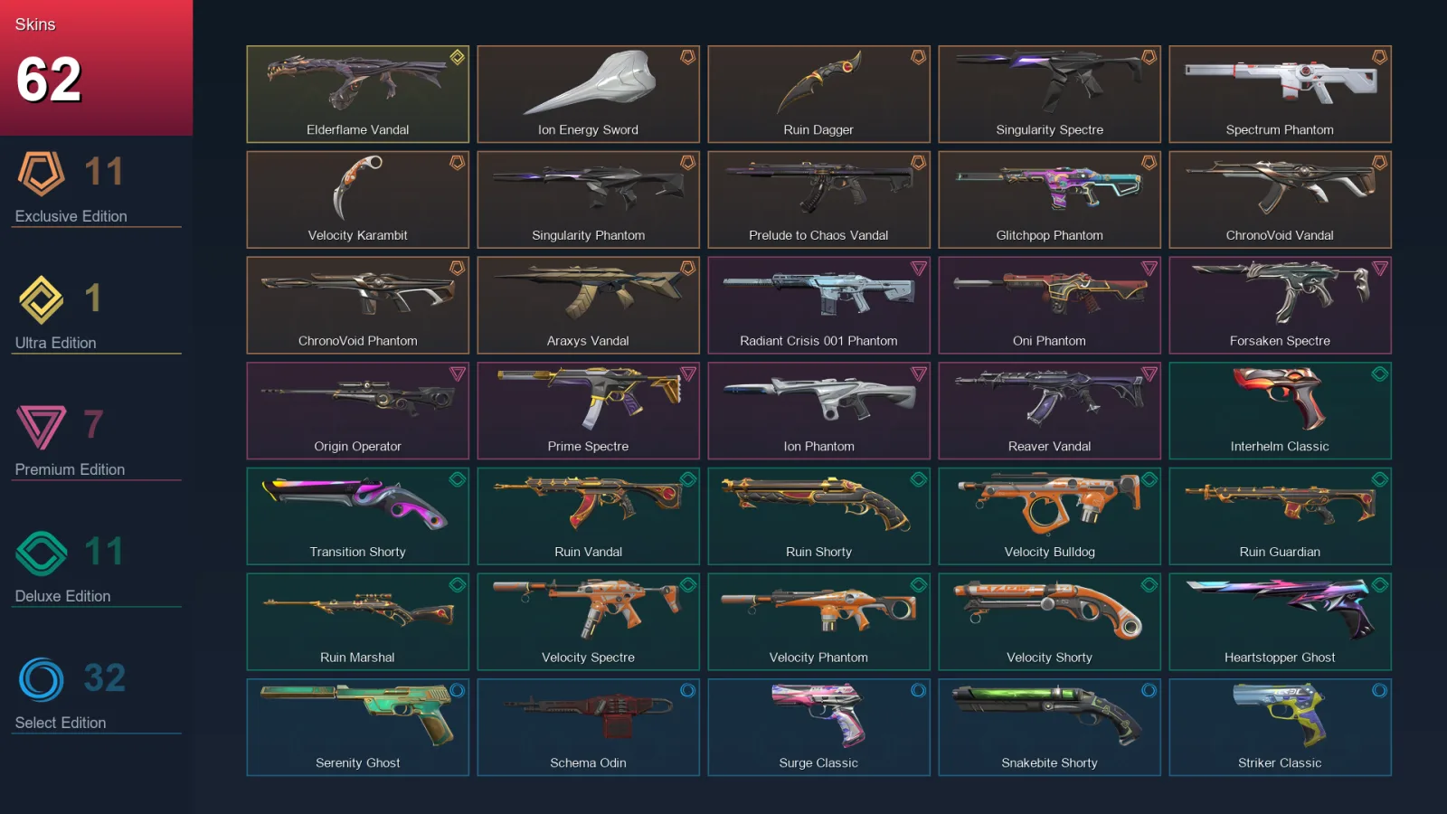 AP | Lv291 | Unranked | 62 Skin | 28 Agent | 125 Buddy — Valorant account