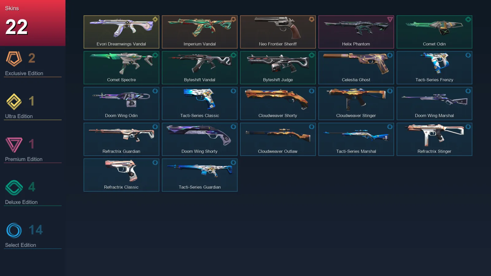 EU | Lv54 | Unranked | 22 Skin | 19 Agent | 33 Buddy