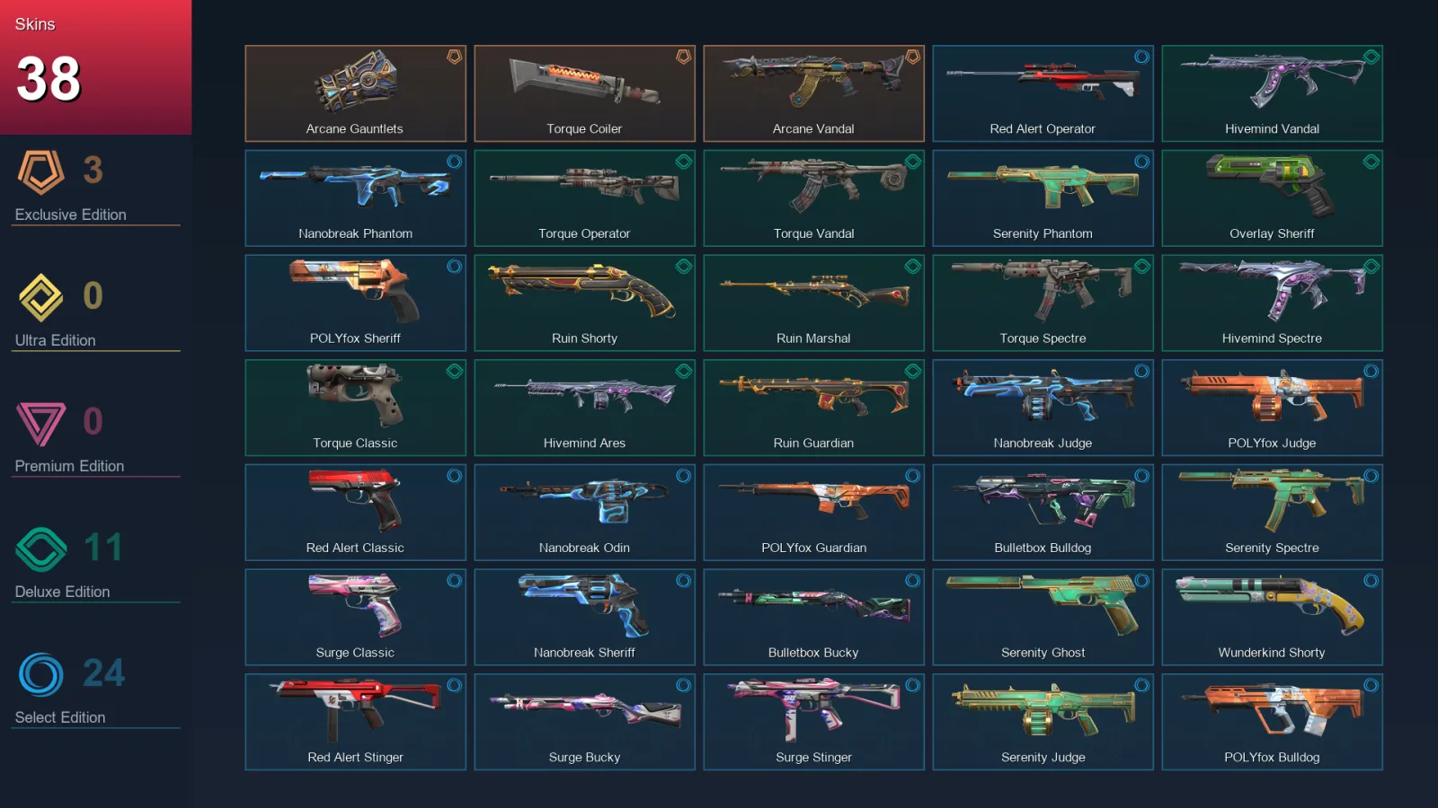 AP | Lv98 | Unranked | 38 Skin | 29 Agent | 72 Buddy — Valorant account
