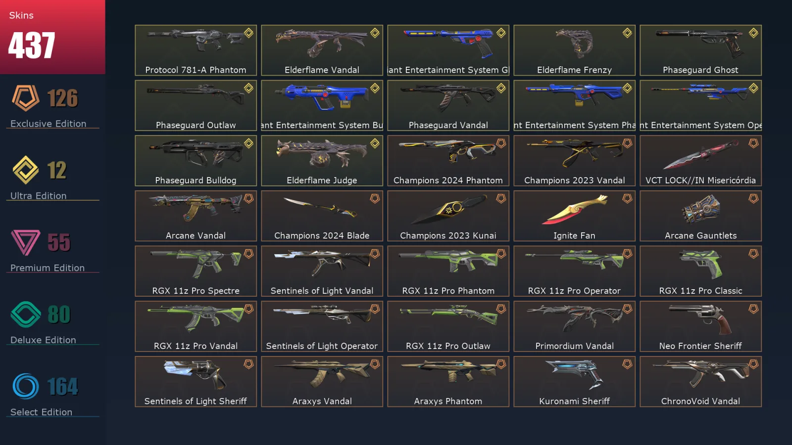 [Valorant] | EU | Level 491 | Platinum 1 | 29 Agents | 437 Skins