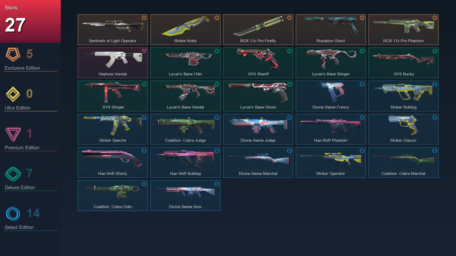 EU | Lv38 | Unranked | 27 Skin | 13 Agent | 19 Buddy — Valorant account