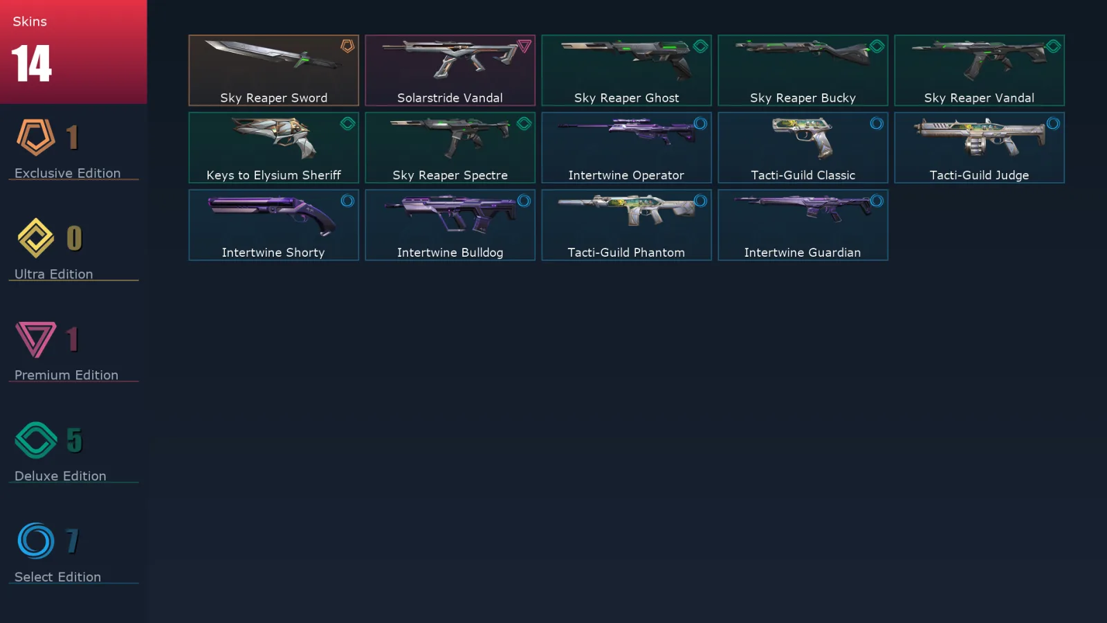 [Valorant] | EU | Level 1 | Immortal 1 | 24 Agents | 14 Skins