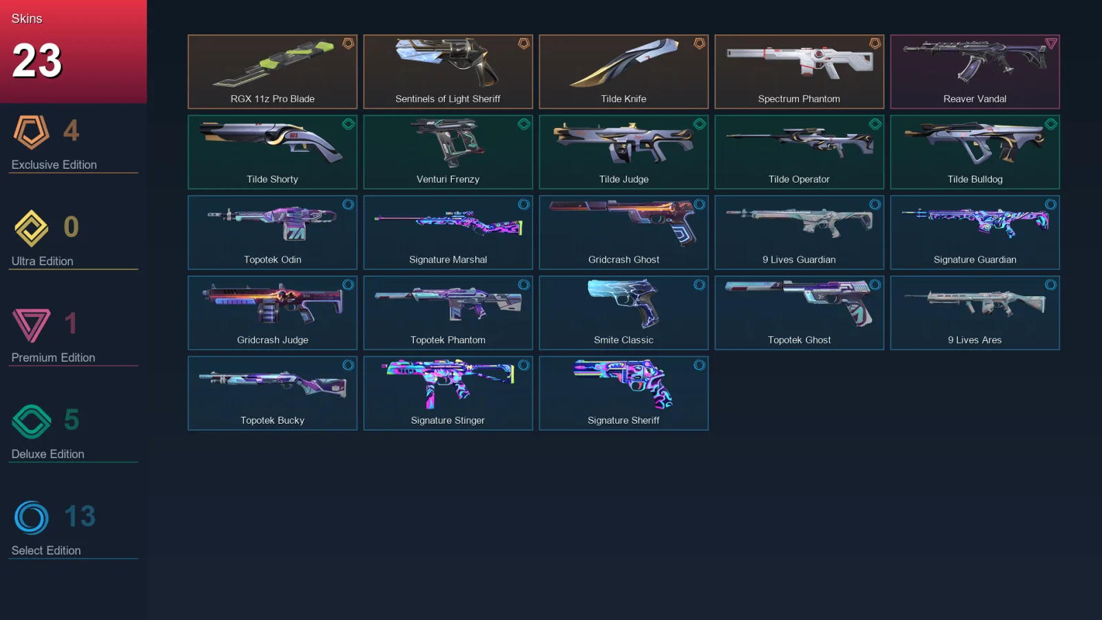 NA | Lv55 | Unranked | 23 Skin | 14 Agent | 28 Buddy