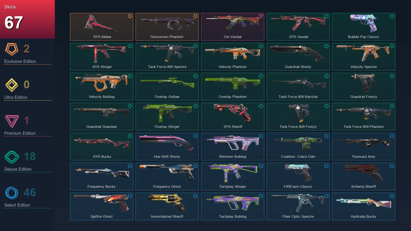 LA | Lv155 | Unranked | 67 Skin | 29 Agent | 89 Buddy — Valorant account