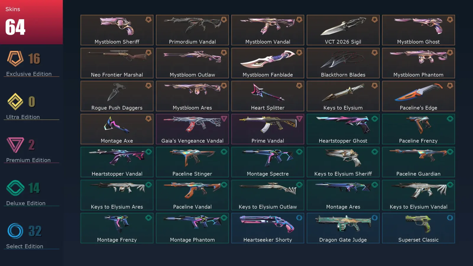 [Valorant] | EU | Level 1 | Immortal 1 | 25 Agents | 64 Skins — Valorant account