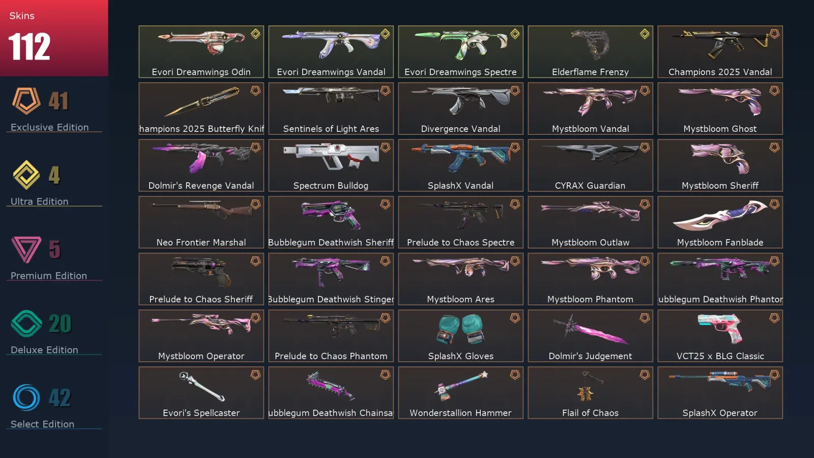[Valorant] | EU | Level 253 | Platinum 3 | 29 Agents | 112 Skins