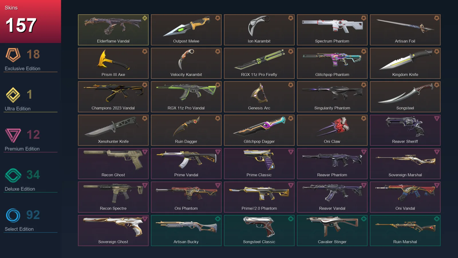 EU | Lv395 | Unranked | 157 Skin | 23 Agent | 155 Buddy — Valorant account