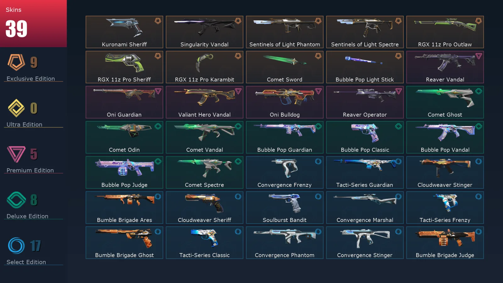 [Valorant] | EU | Level 81 | 25 Agents | 39 Skins
