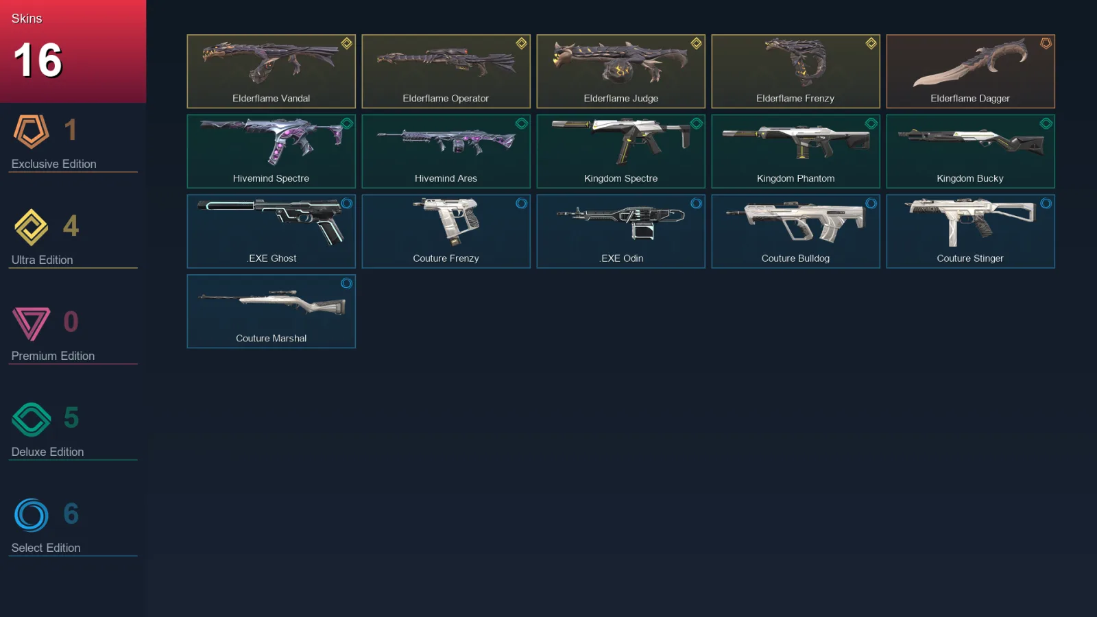 NA | Lv14 | Unranked | 16 Skin | 8 Agent | 14 Buddy
