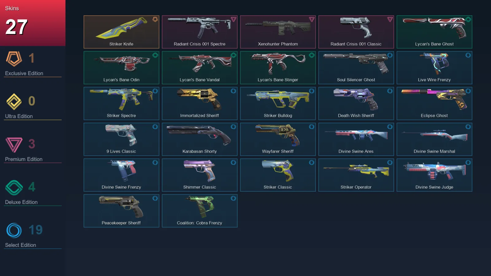 AP | Lv134 | Unranked | 27 Skin | 21 Agent | 53 Buddy — Valorant account