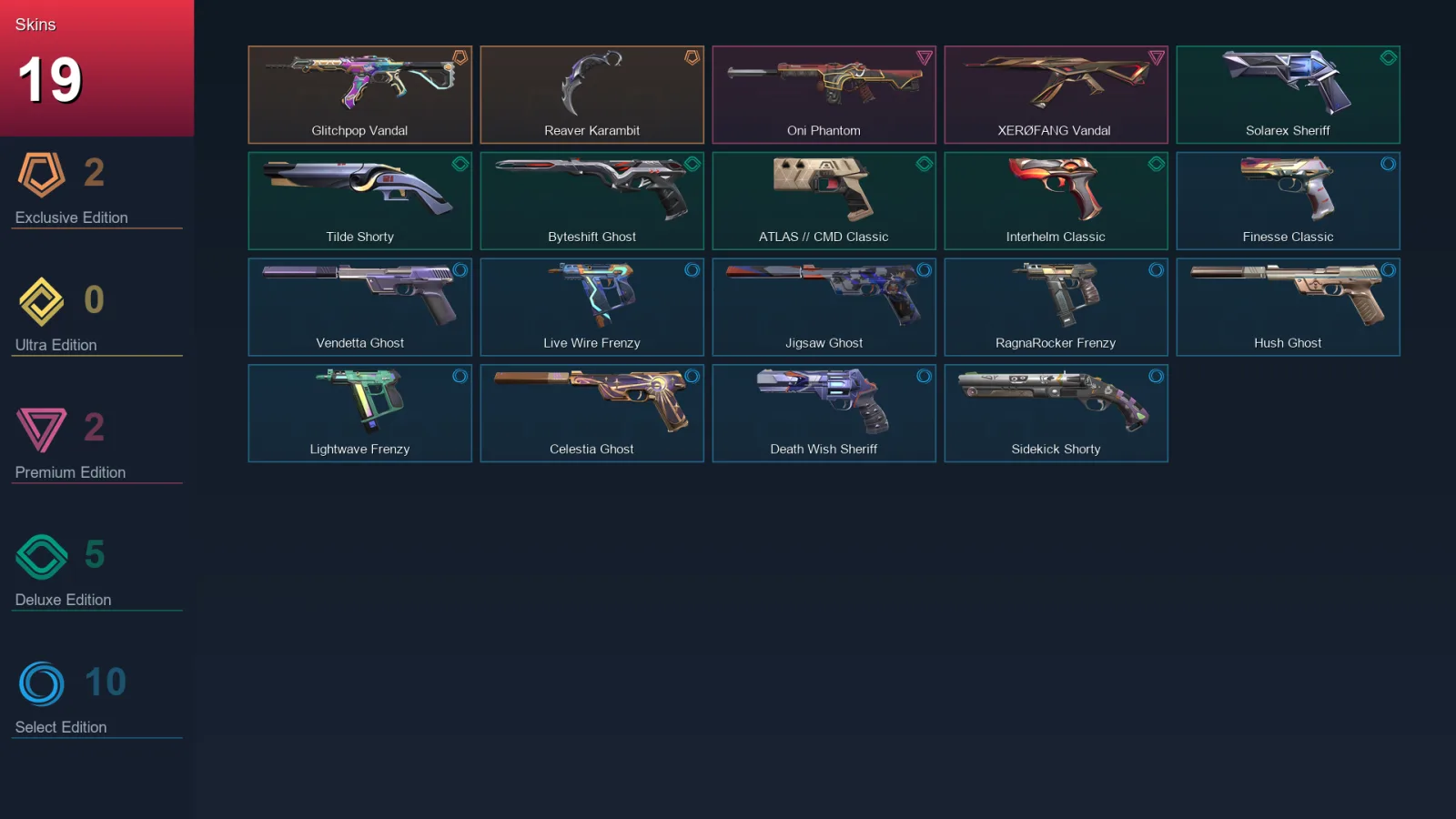 AP | Lv224 | Unranked | 19 Skin | 29 Agent | 86 Buddy — Valorant account