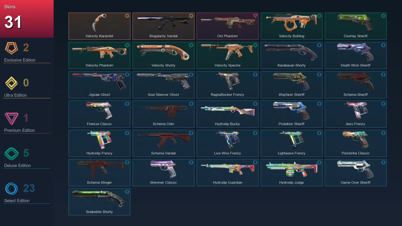 AP | Lv228 | Unranked | 31 Skin | 27 Agent | 90 Buddy