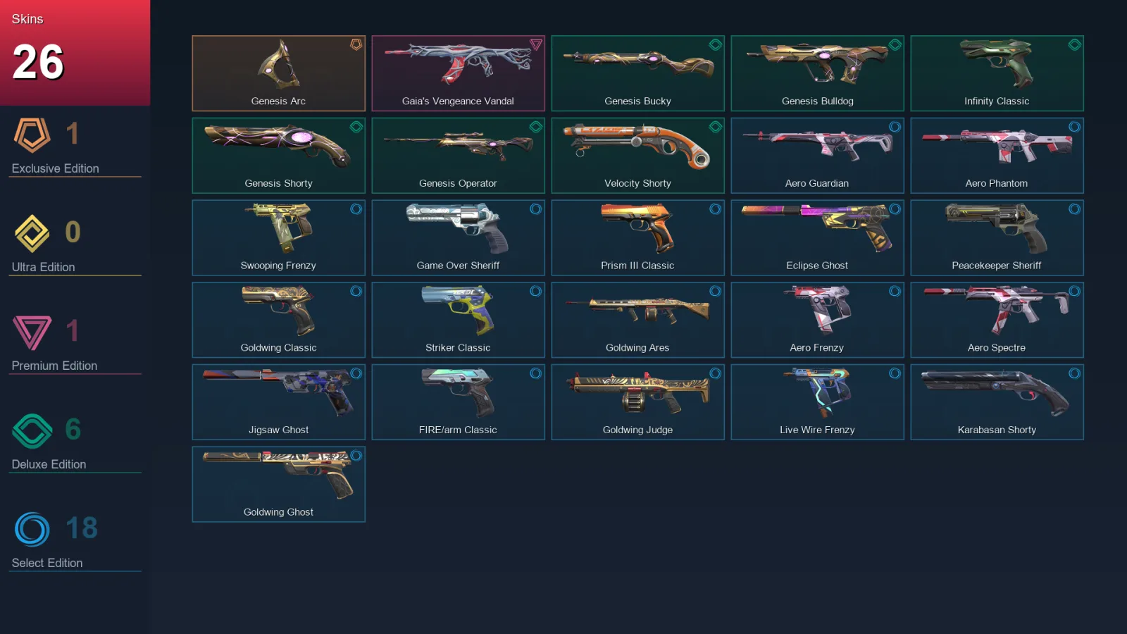 EU | Lv182 | Unranked | 26 Skin | 23 Agent | 74 Buddy