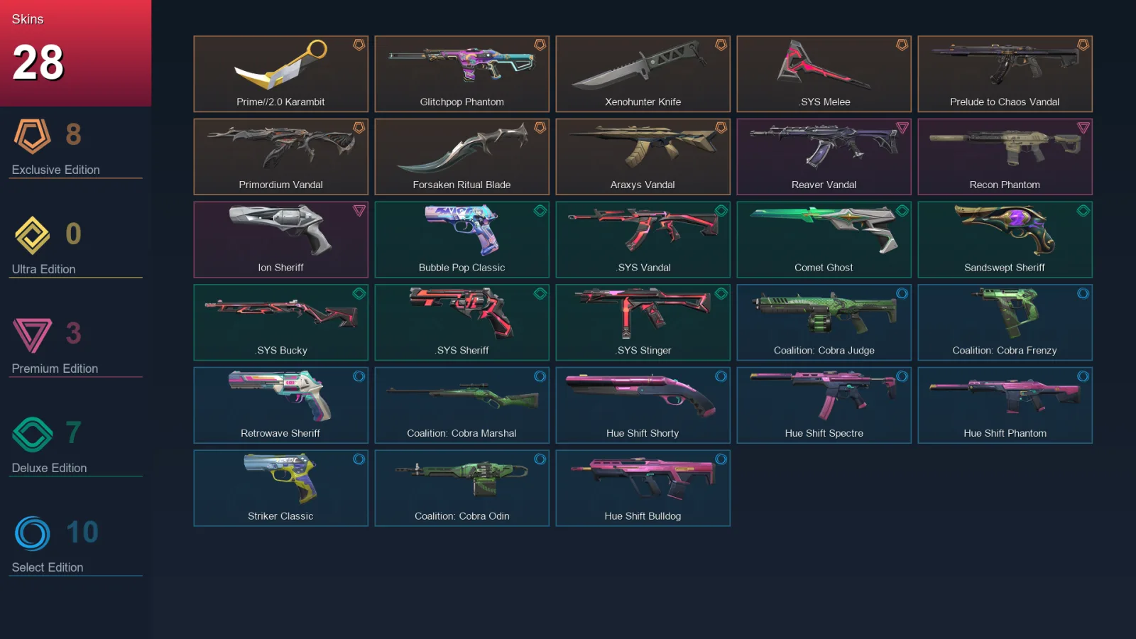 AP | Lv189 | Unranked | 28 Skin | 26 Agent | 84 Buddy — Valorant account