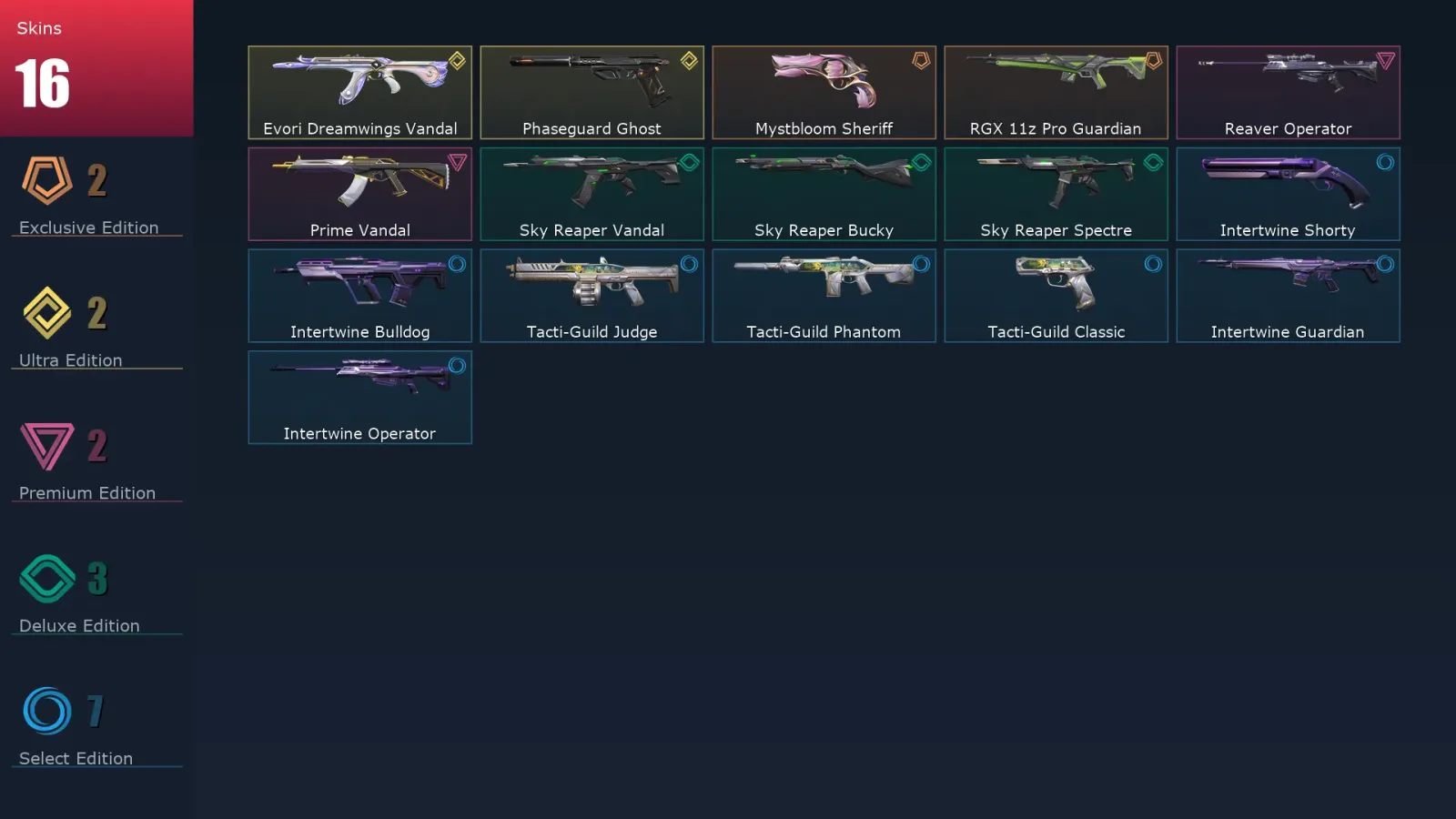[Valorant] | EU | Level 44 | Ascendant 3 | 12 Agents | 16 Skins