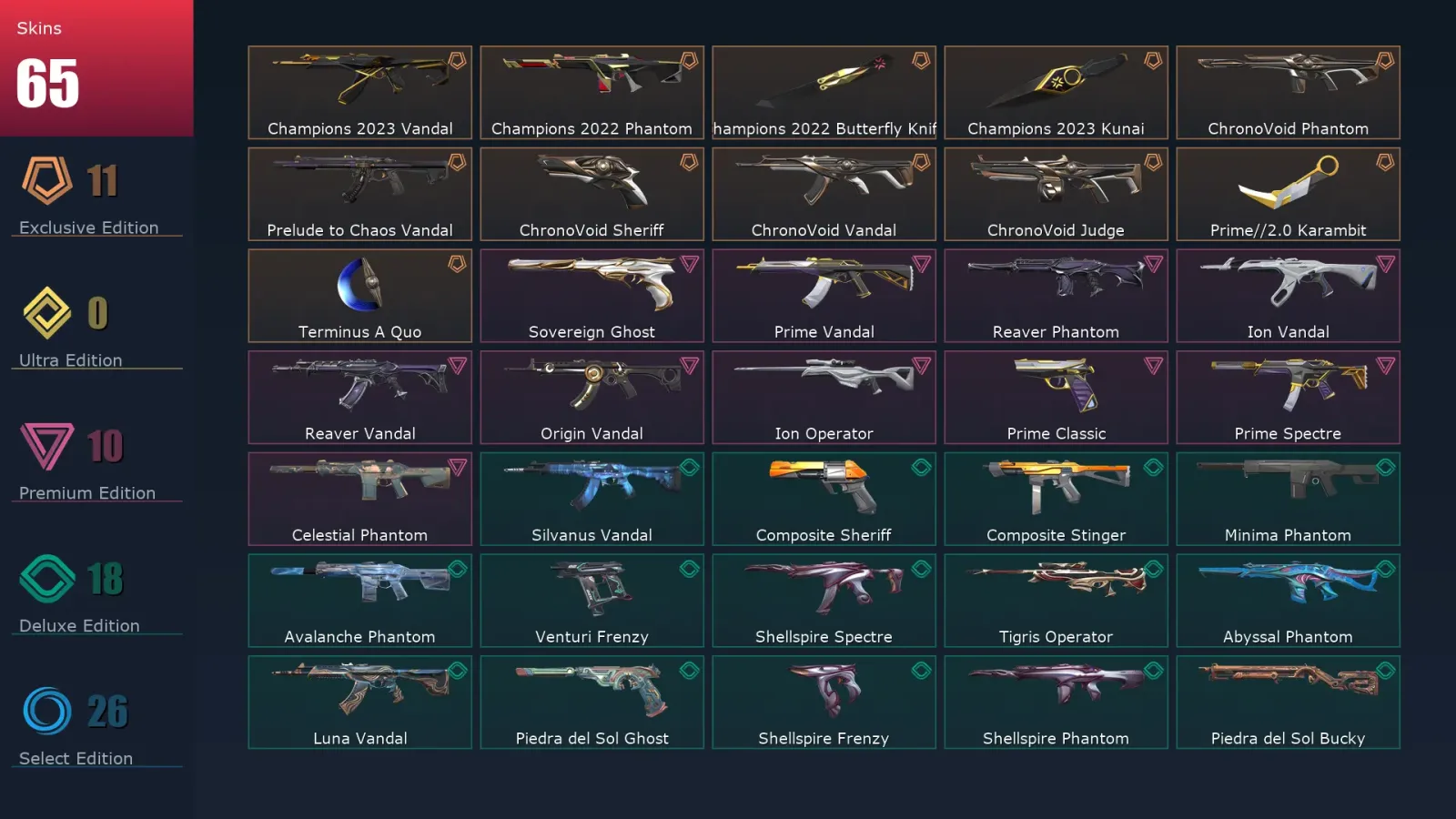 [Valorant] | EU | Level 63 | 20 Agents | 65 Skins — Valorant account