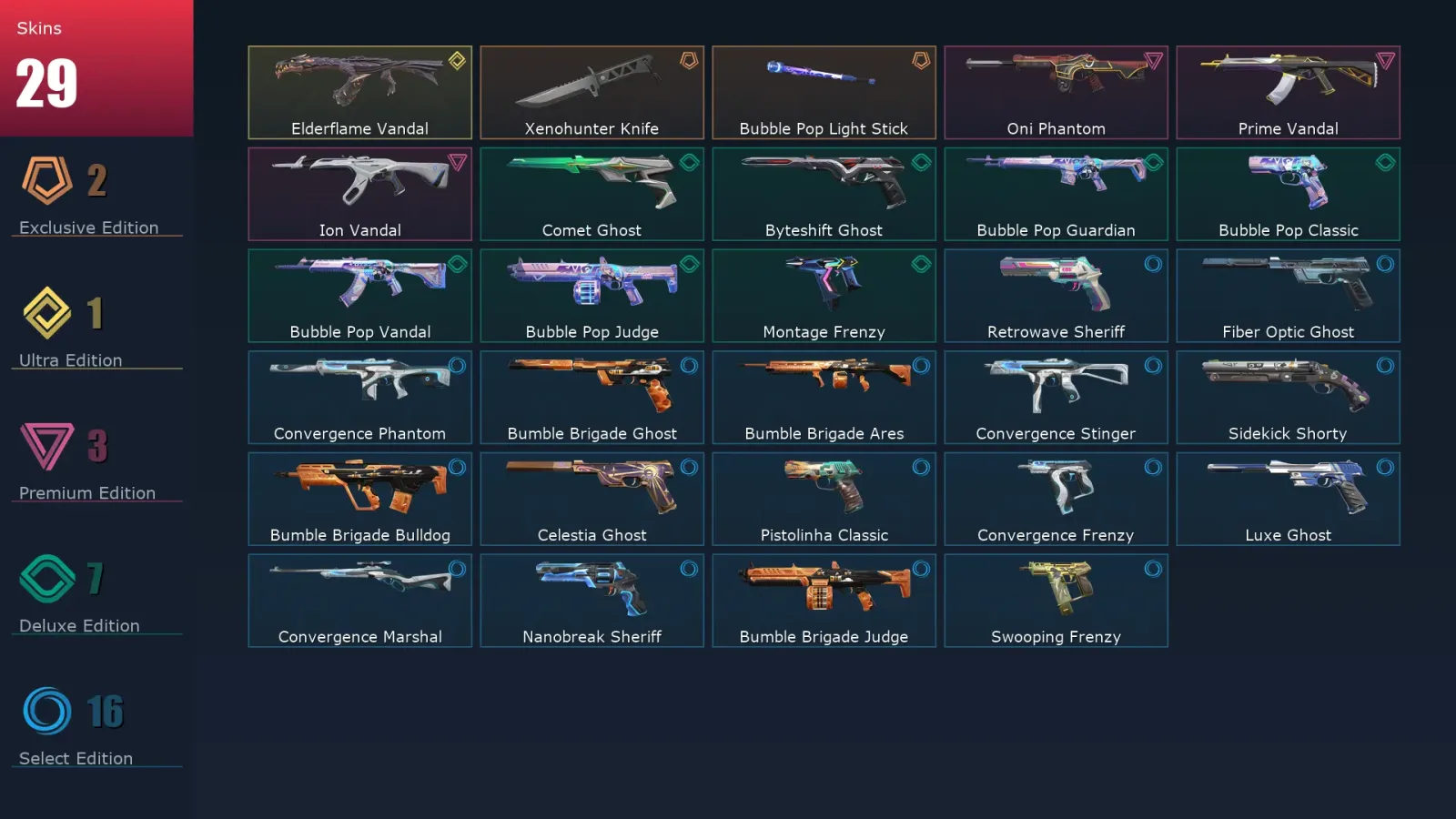 [Valorant] | EU | Level 161 | Silver 3 | 29 Agents | 29 Skins
