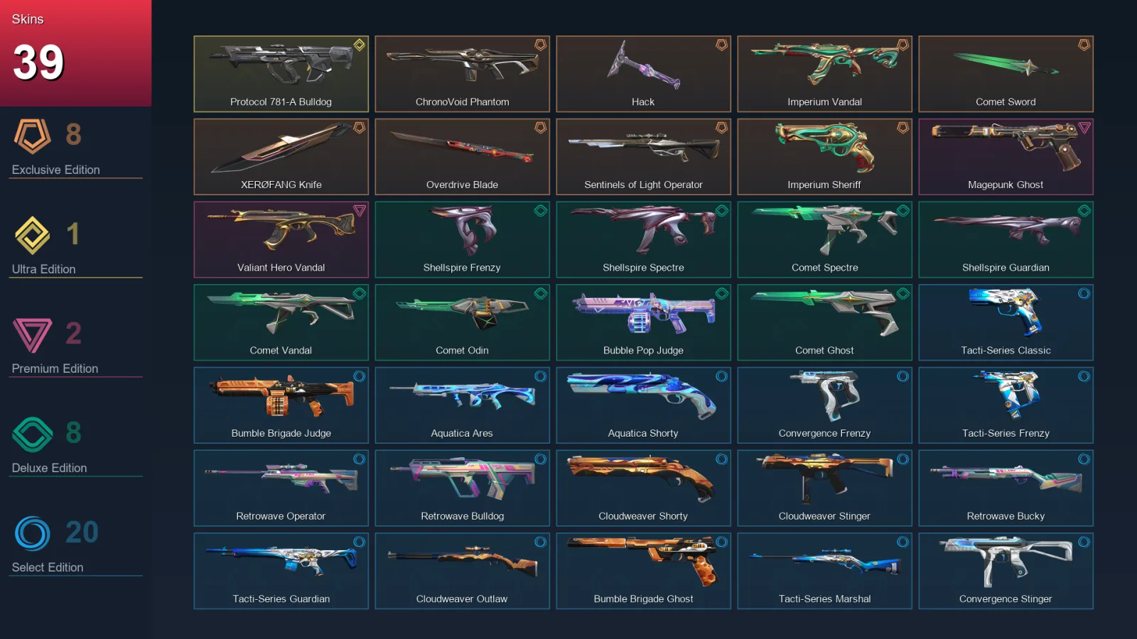 AP | Lv38 | Unranked | 39 Skin | 13 Agent | 28 Buddy